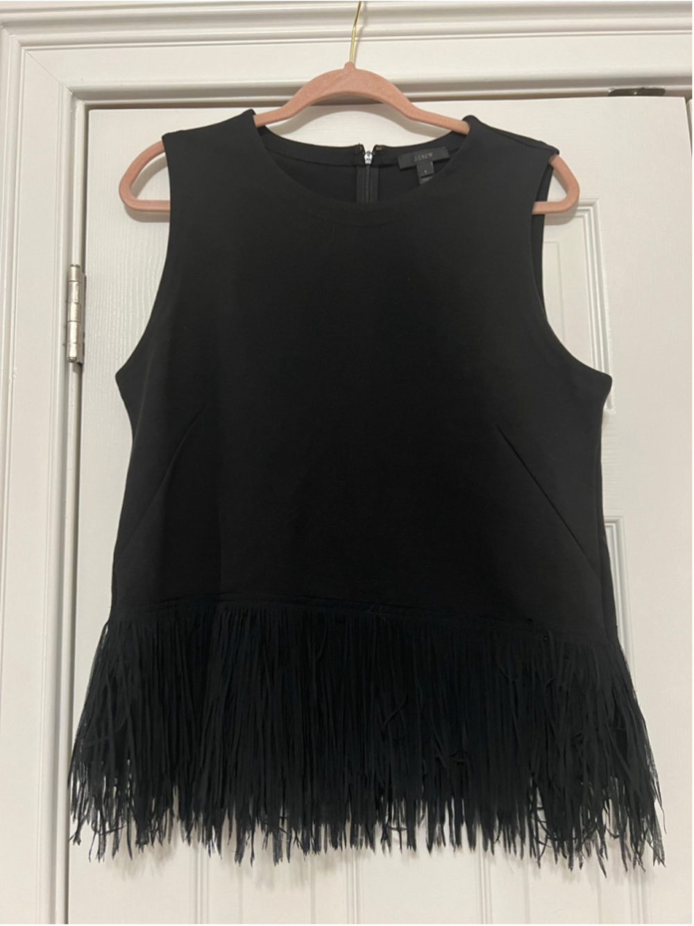 Women's J.Crew Black Sleeveless Fringe Hem Tank Top Size L